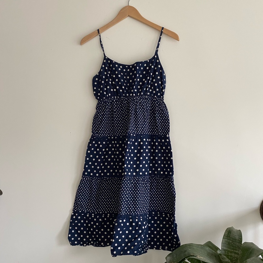 Navy polka dot summer dress